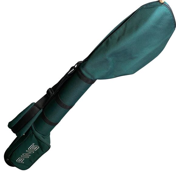 Vintage PING Sunday Carry Golf Bag Green Single Strap w/ Hood Used - Picture 2 of 5